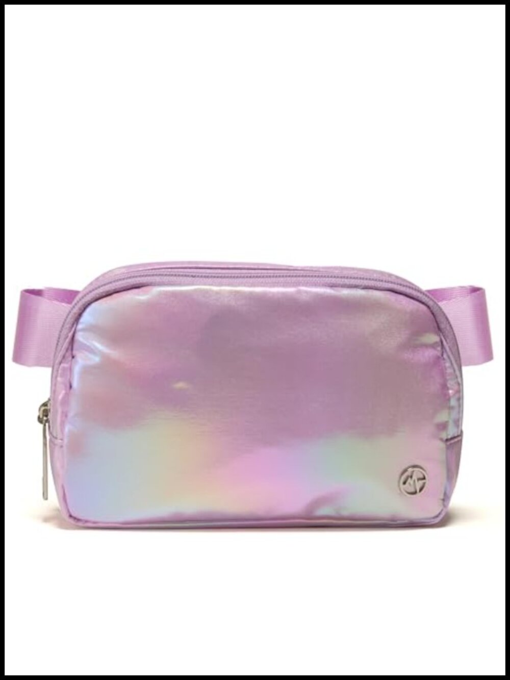 Iridescent Polyester Crossbody Belt Bag with Adjustable Strap